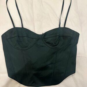 Dark Green Satin Aritzia Crop Top